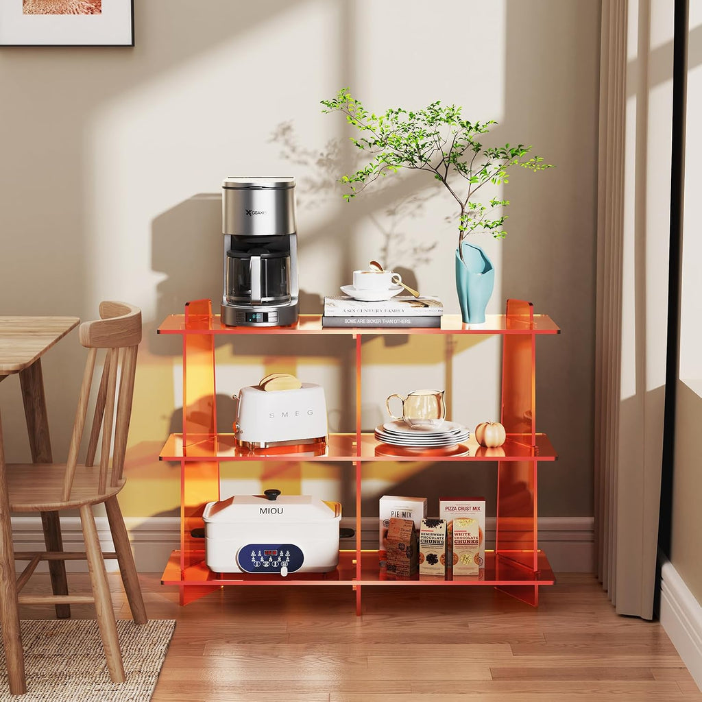3-Tier Orange Acrylic Bookshelf
