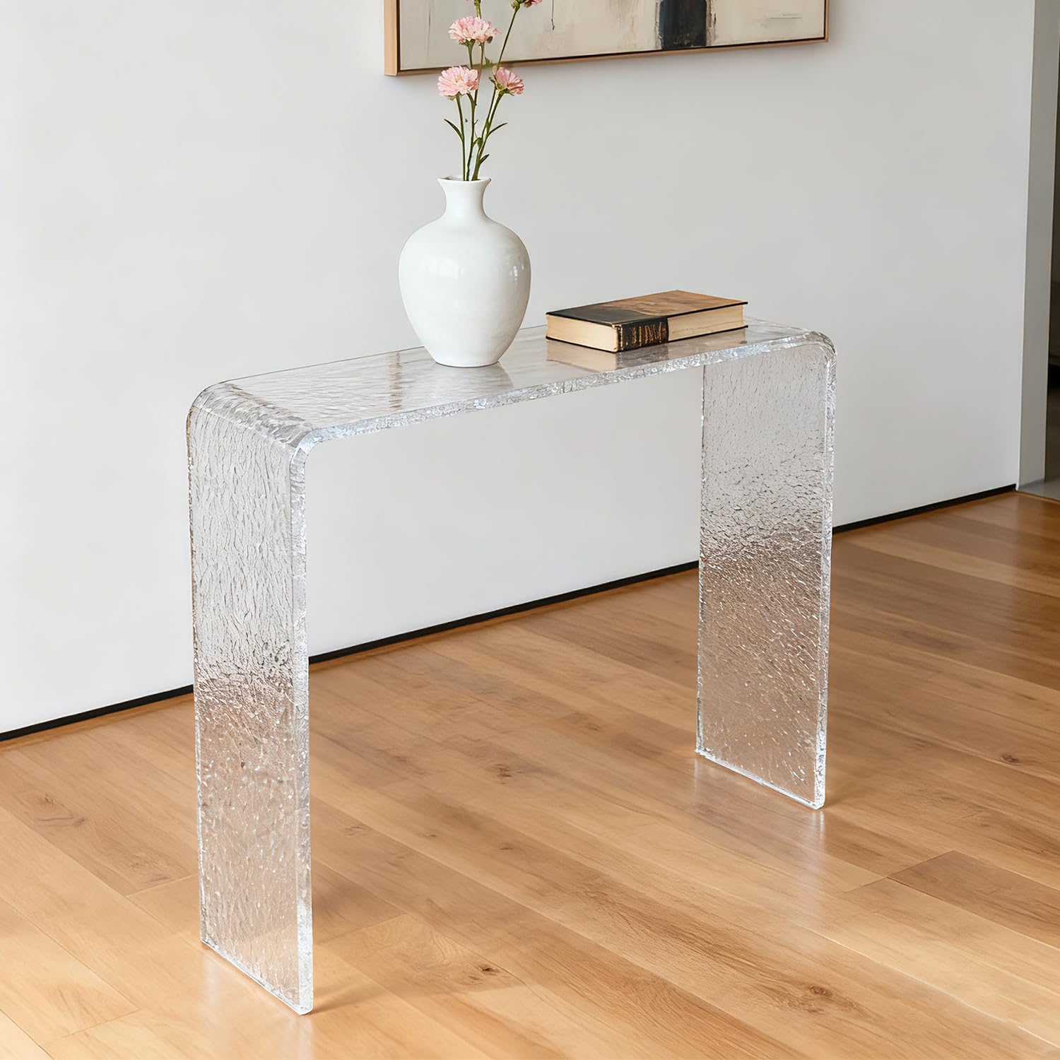 U-Shape Clear 1-Tier Acrylic Console Table