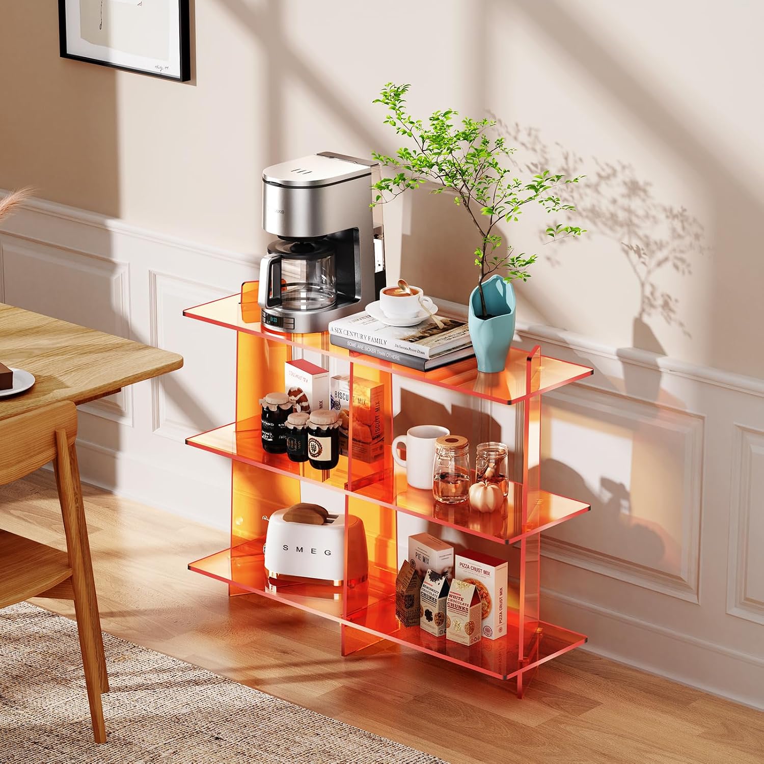 3-Tier Orange Acrylic Bookshelf