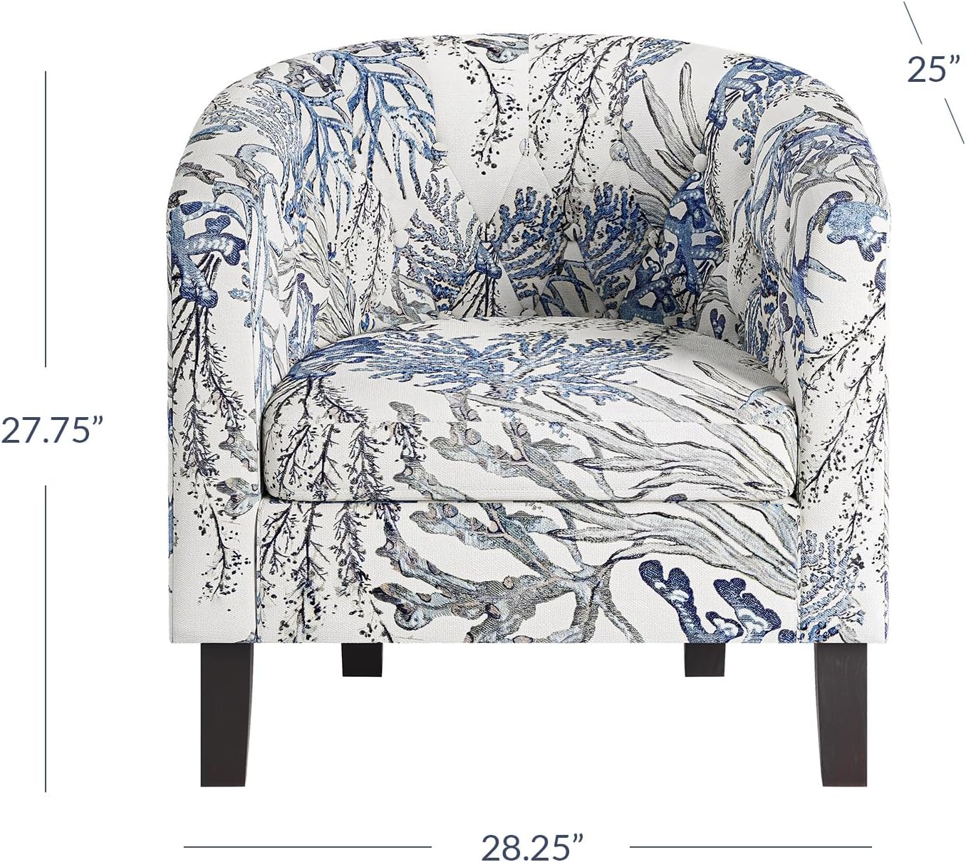 Blue Coral Linen Tufted Barrel Accent Arm Chair