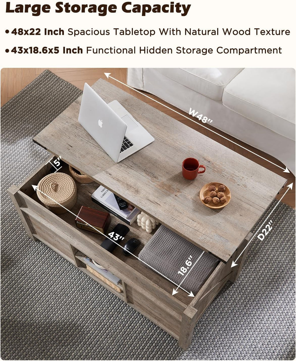 Lift Top Oak Coffee Table Barn Door