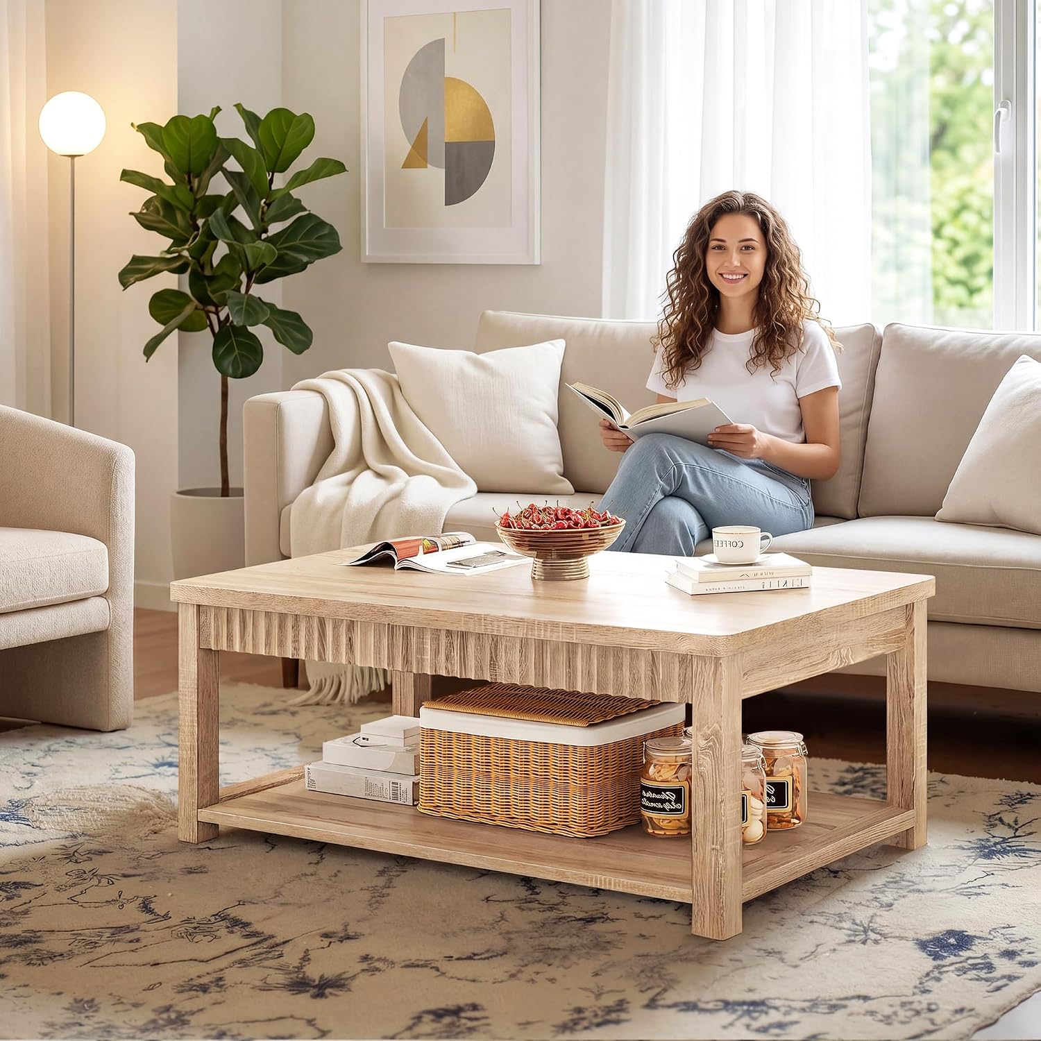 Oak Square Two-Tier Coffee Table