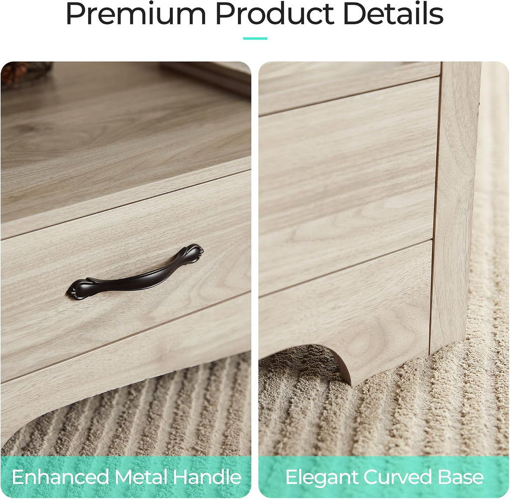 Oak Storage Coffee Table Curved Base