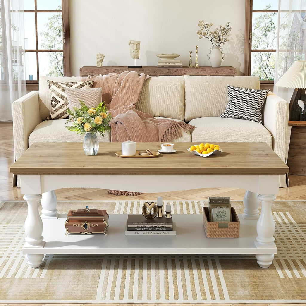 Oak Two-Tier Farmhouse Coffee Table