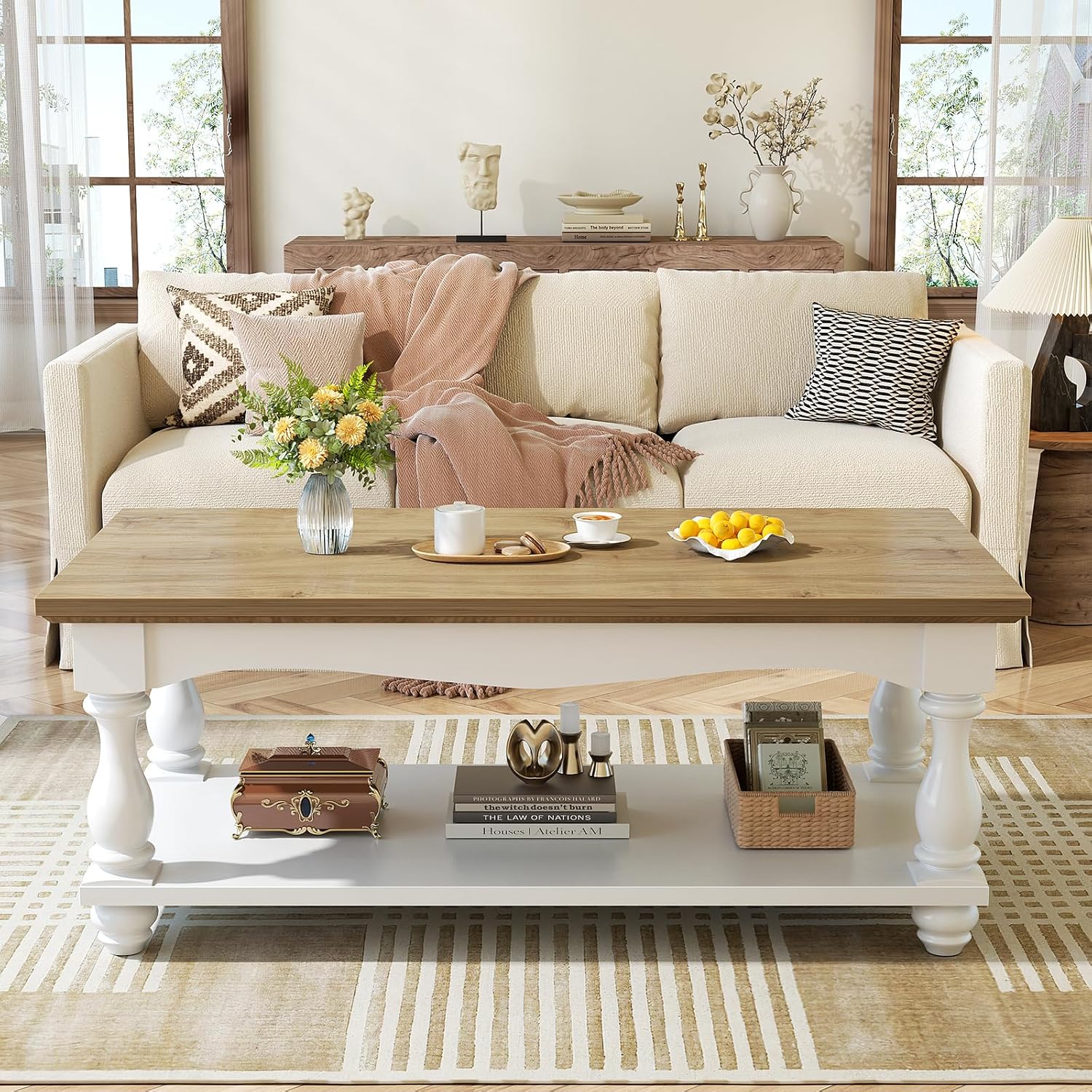 Oak Two-Tier Farmhouse Coffee Table