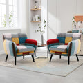 Boho Linen Modern Accent Chairs Set of 2