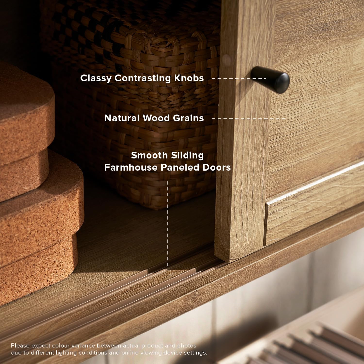Oak Lauren Modular Floating TV Shelf Twin Set