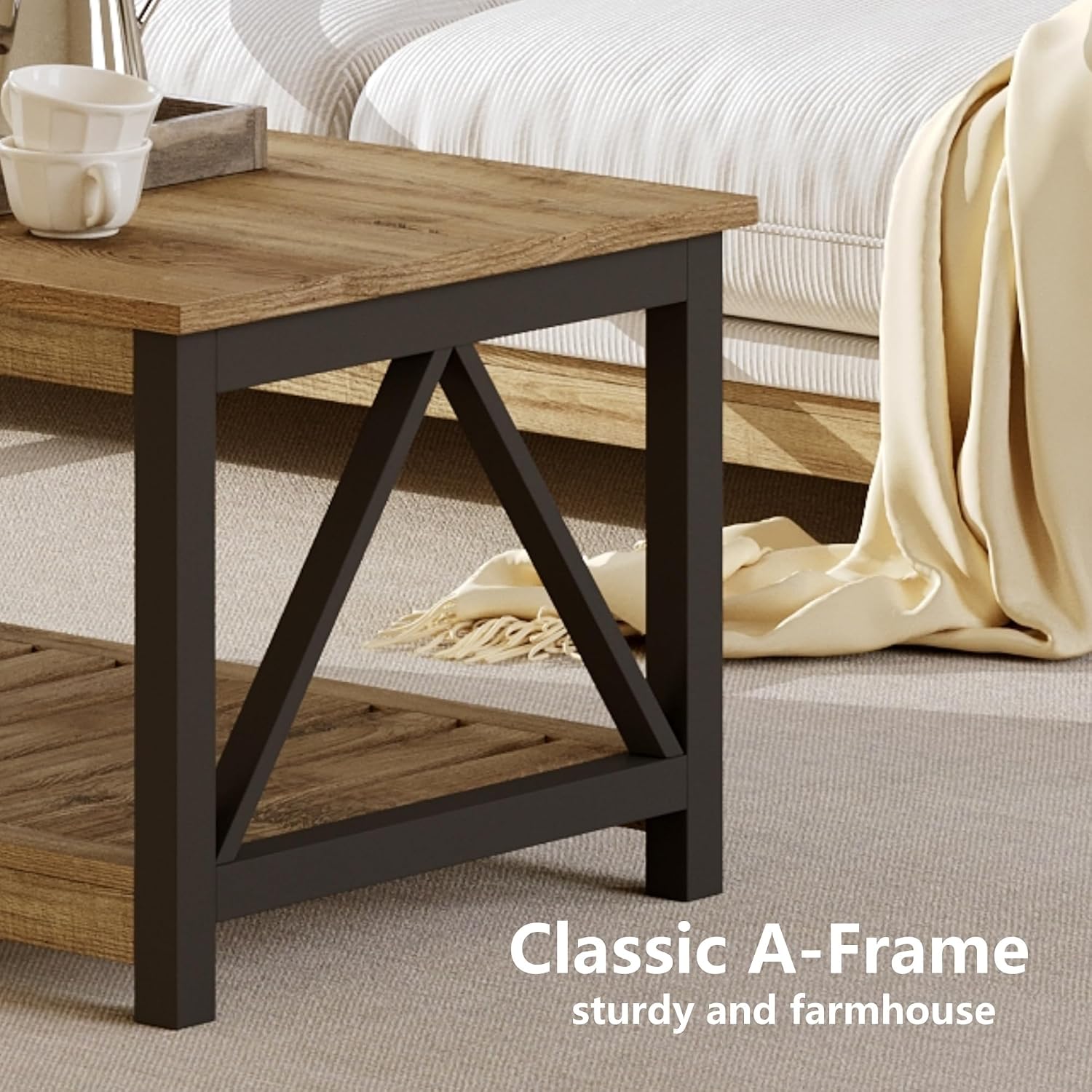 A-Frame Oak Black Farmhouse Coffee Table