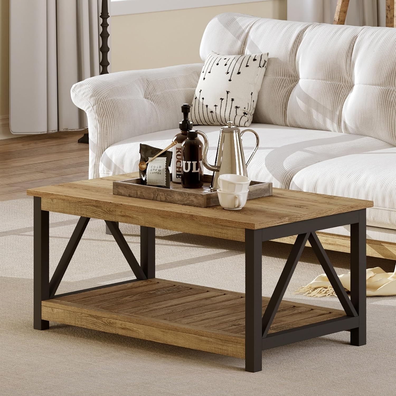 A-Frame Oak Black Farmhouse Coffee Table