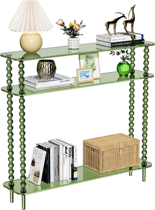 3-Tier Green Narrow Acrylic Console Table