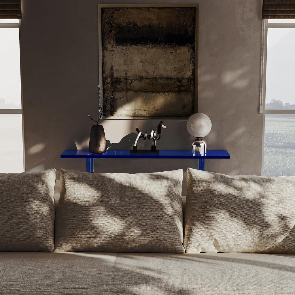 Gradient Blue Leg 2-Tier Narrow Acrylic Console Table