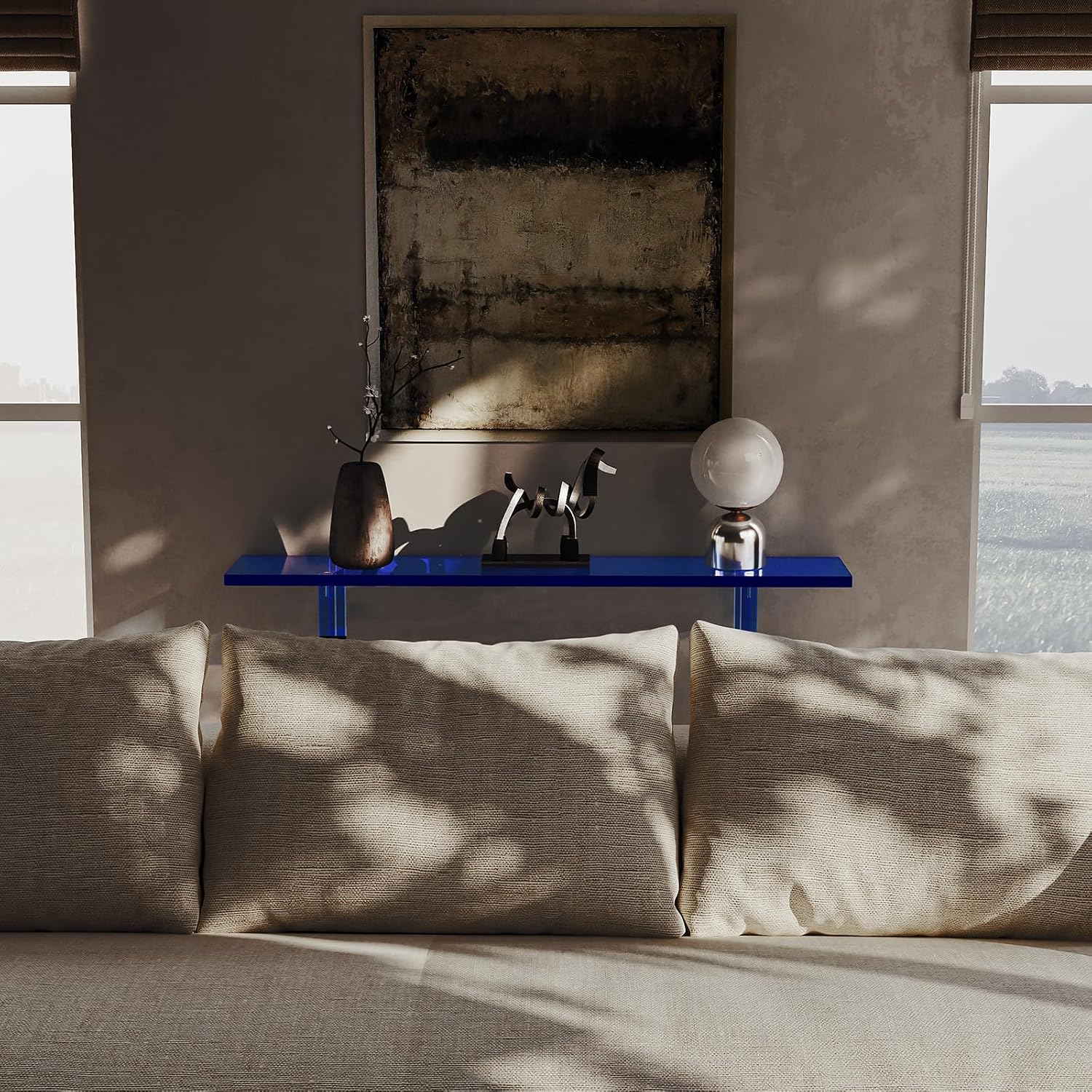 Gradient Blue Leg 2-Tier Narrow Acrylic Console Table