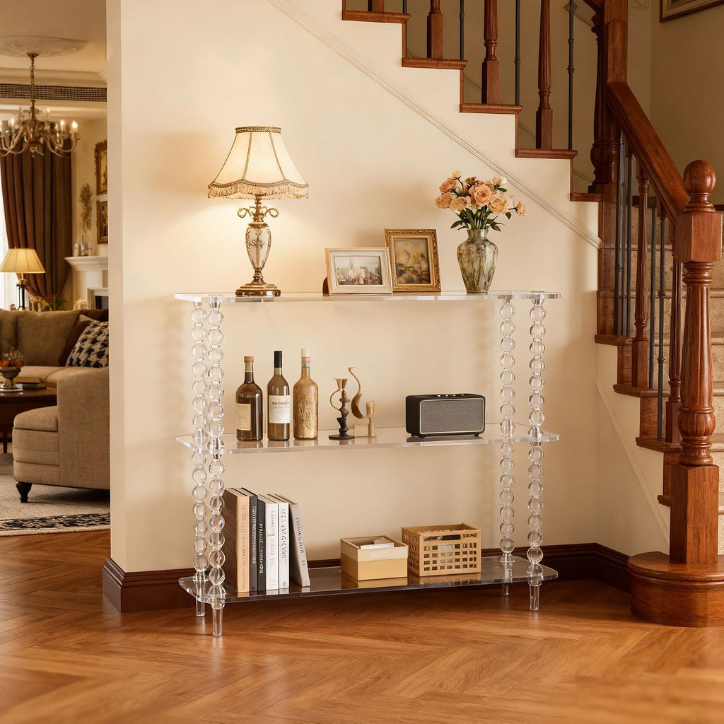 3-Tier Clear Acrylic Sofa Storage Table