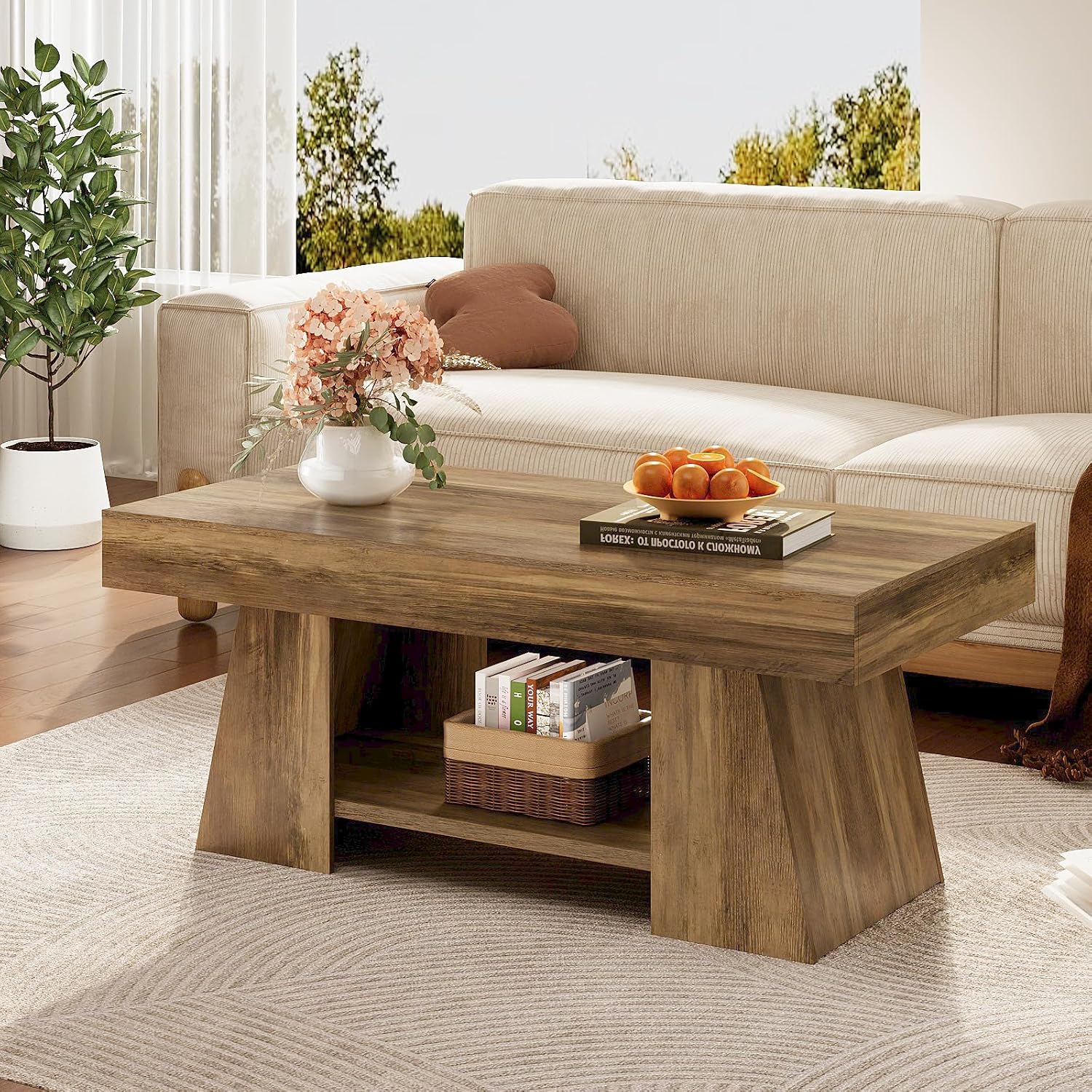 Farmhouse Wooden Storage Coffee Table