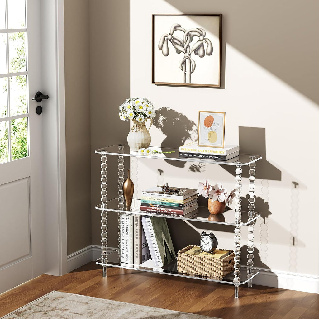 3-Tier Clear Acrylic Sofa Storage Table