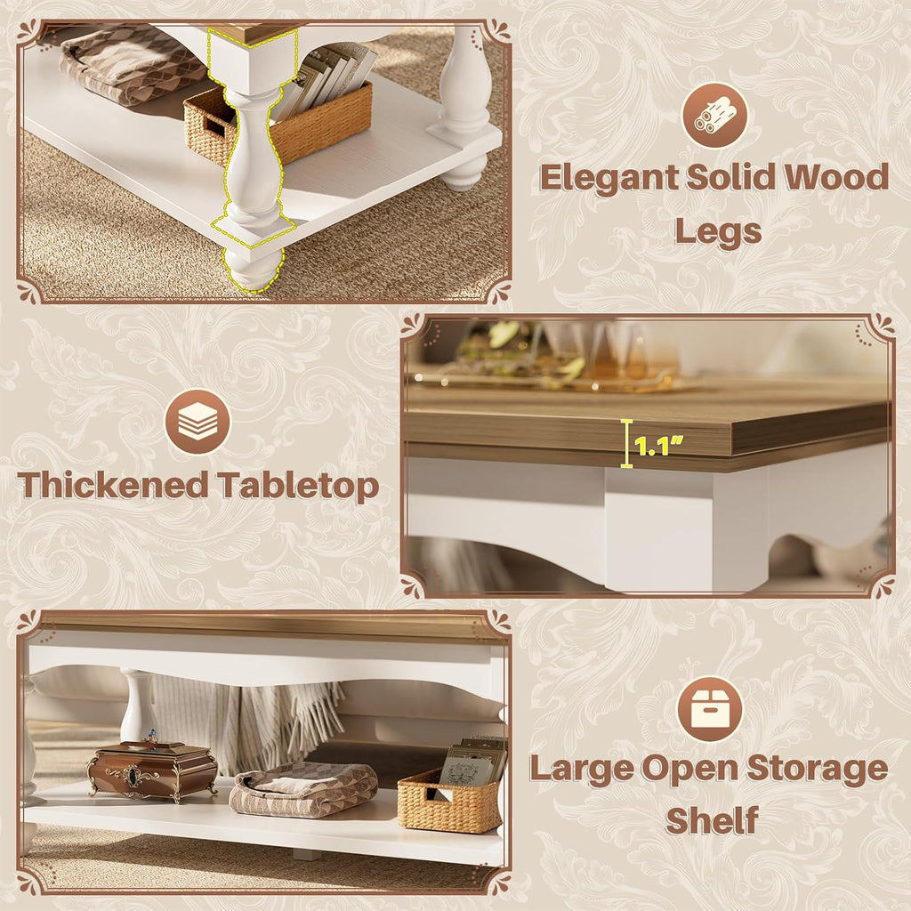 Oak Two-Tier Farmhouse Coffee Table