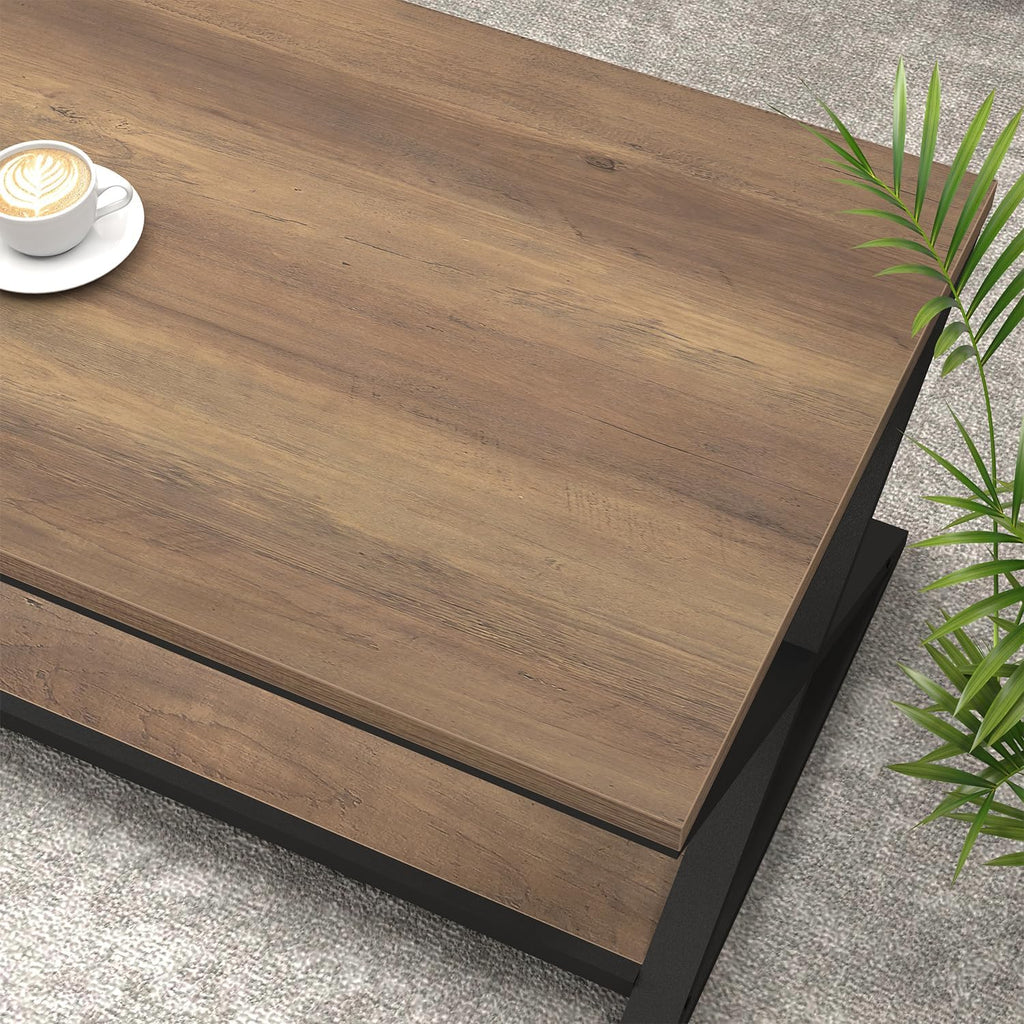 Wood Metal Farmhouse Storage Coffee Table