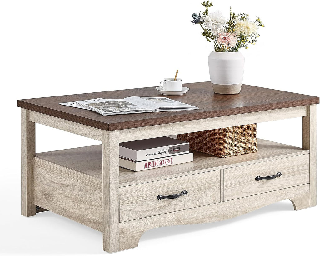 Oak Storage Coffee Table Curved Base