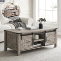 Lift Top Oak Coffee Table Barn Door