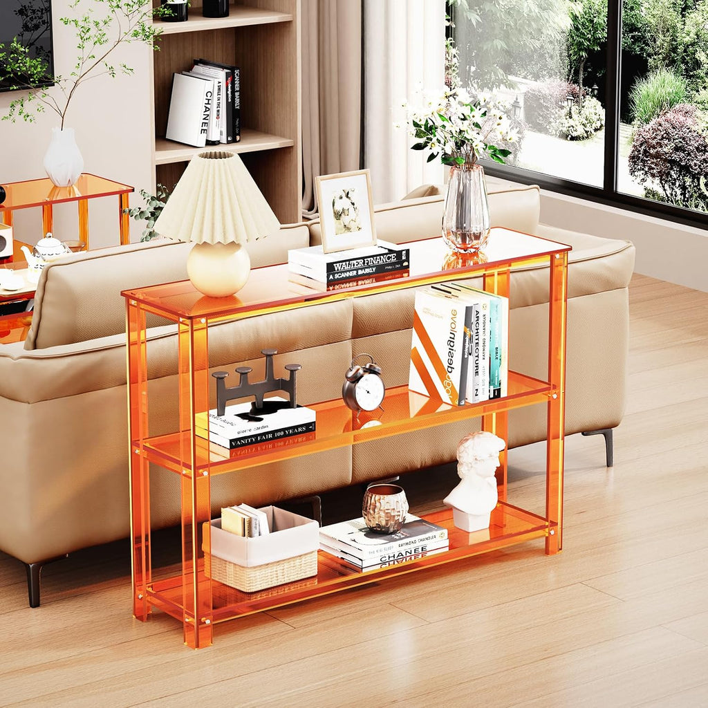 3-Tier Orange Acrylic Console Table