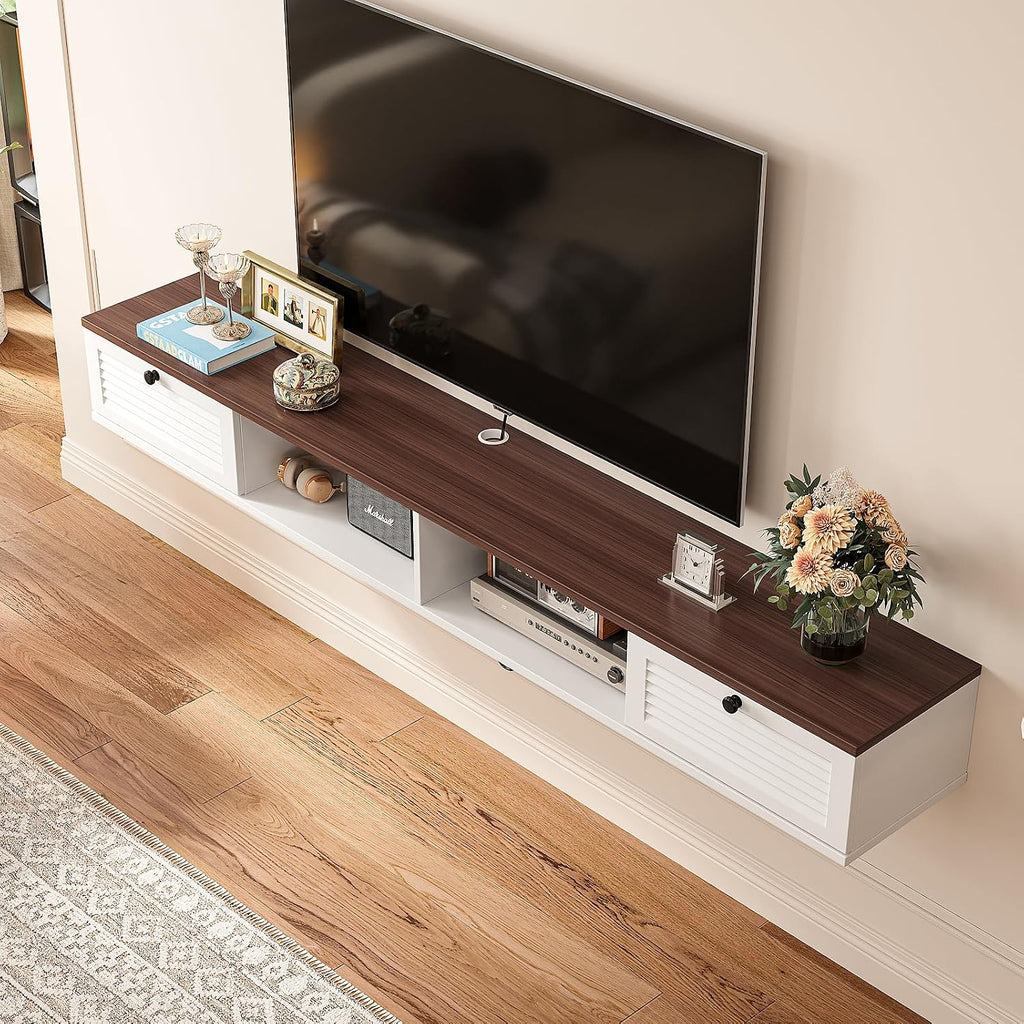 White Walnut 47 Inch Floating Wall Mounted TV Stand