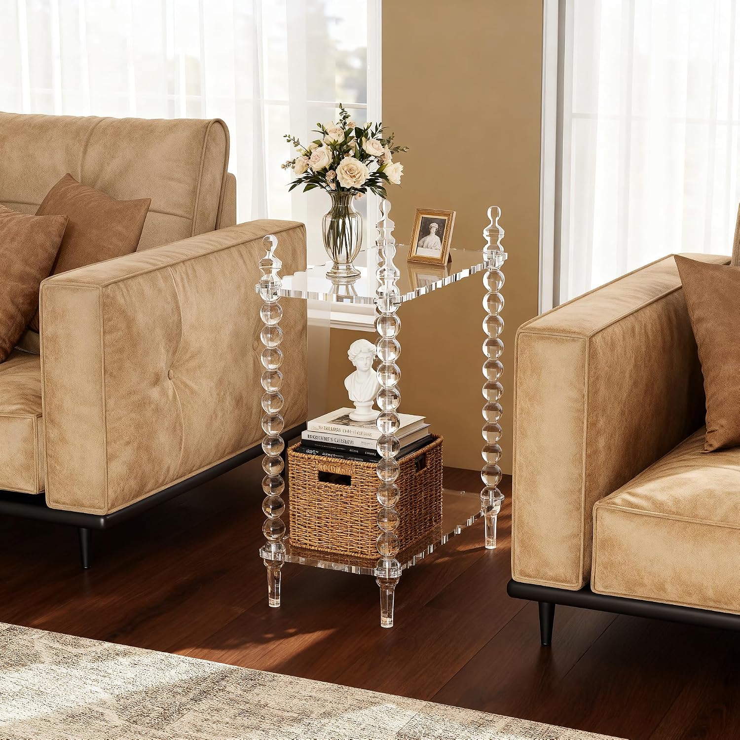 Clear 2-Tier Acrylic Side Table