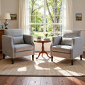 Grey Linen Accent Chairs Set of 2 with Lumbar Pillows