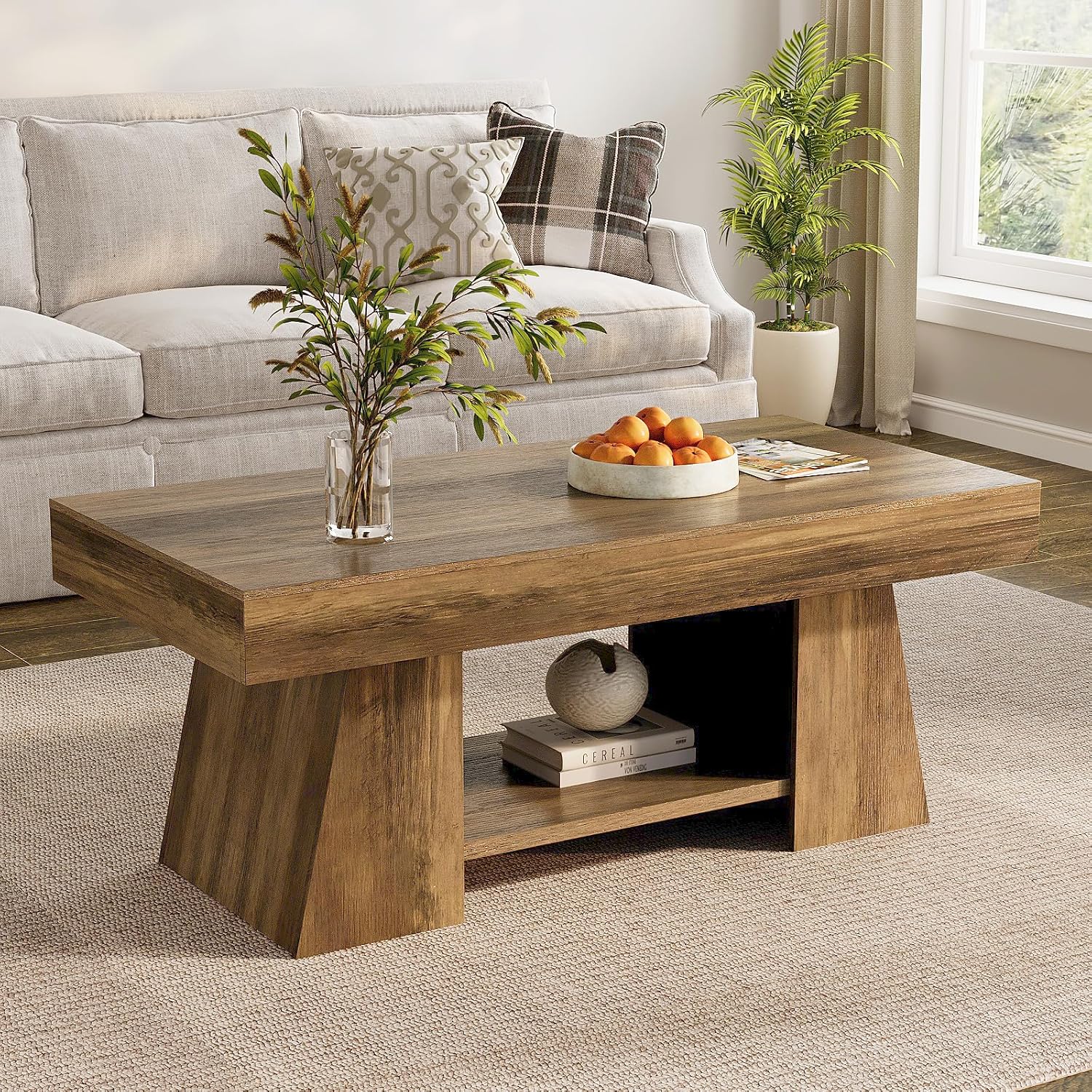 Farmhouse Wooden Storage Coffee Table