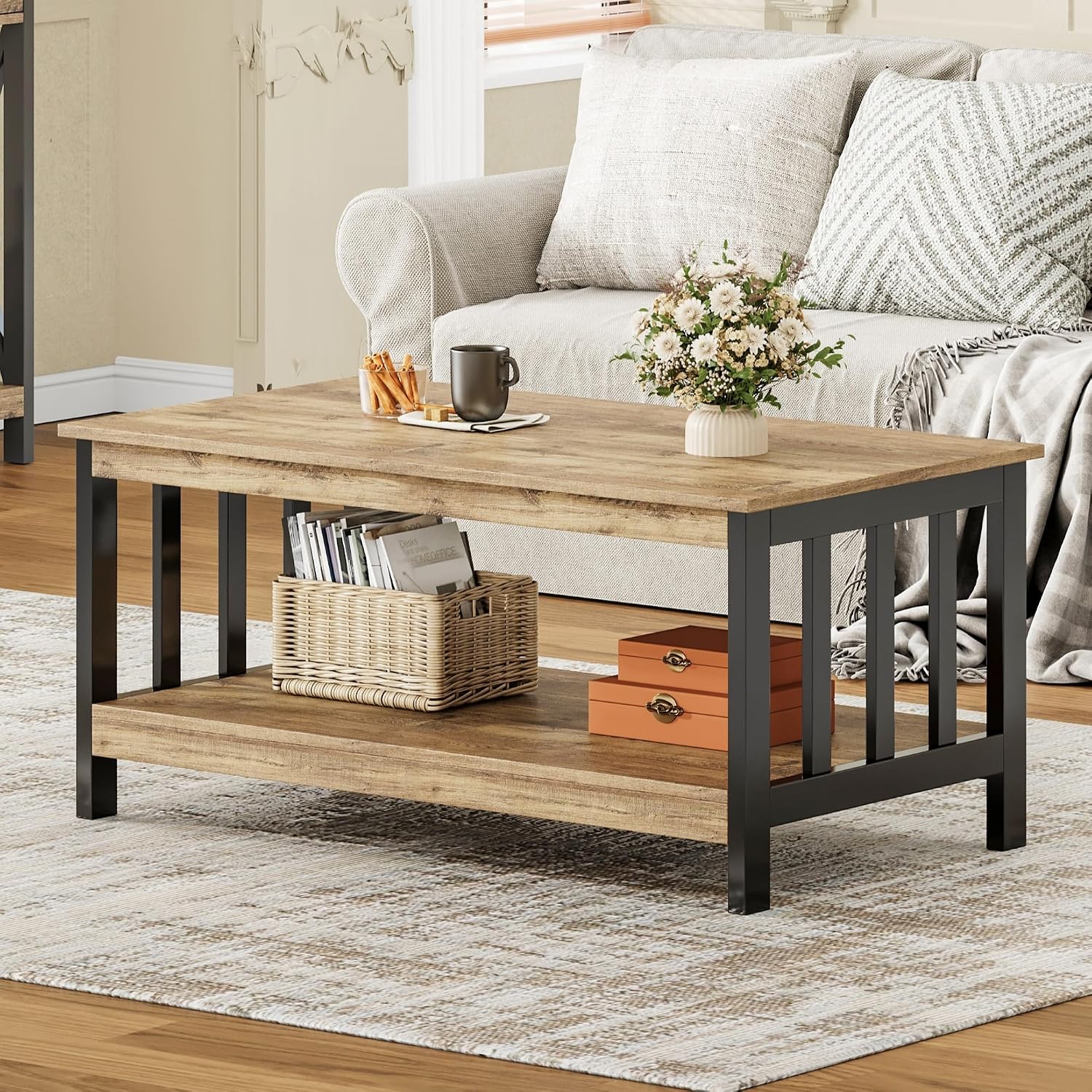 Oak Black Farmhouse Coffee Table
