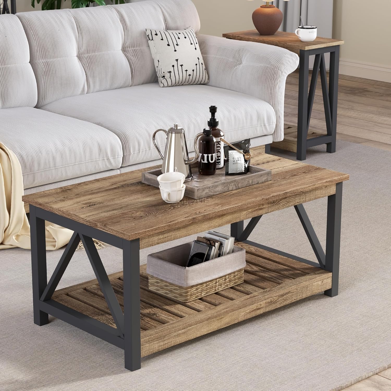 A-Frame Oak Black Farmhouse Coffee Table