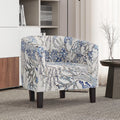 Blue Coral Linen Tufted Barrel Accent Arm Chair
