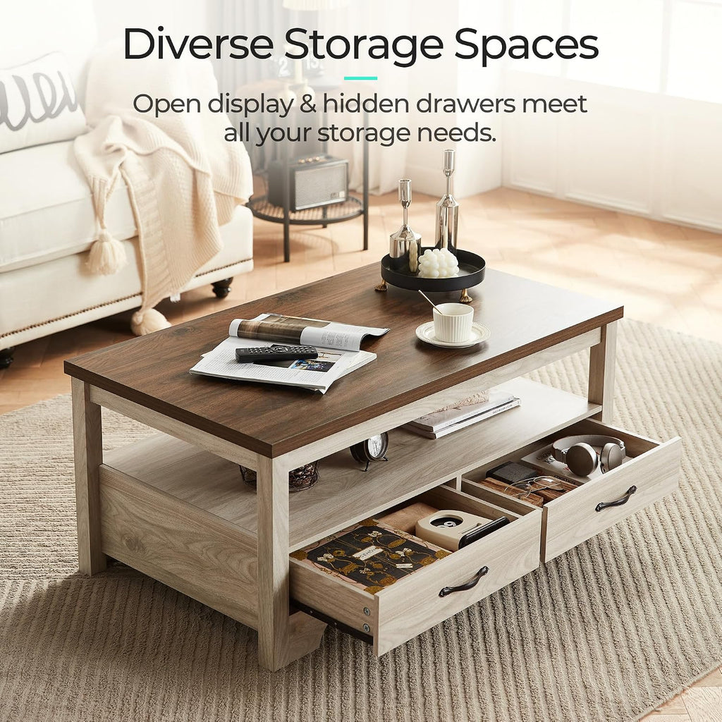Oak Storage Coffee Table Curved Base