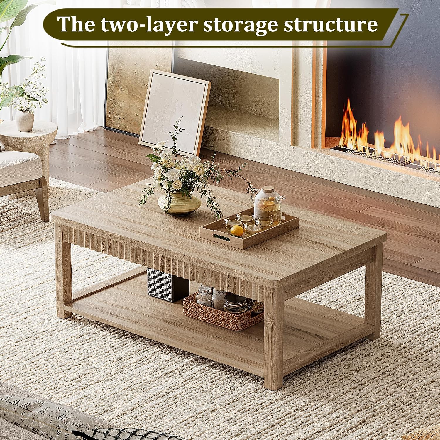 Oak Square Two-Tier Coffee Table