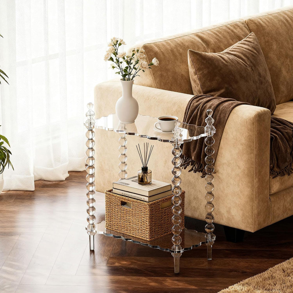 Clear 2-Tier Acrylic Side Table