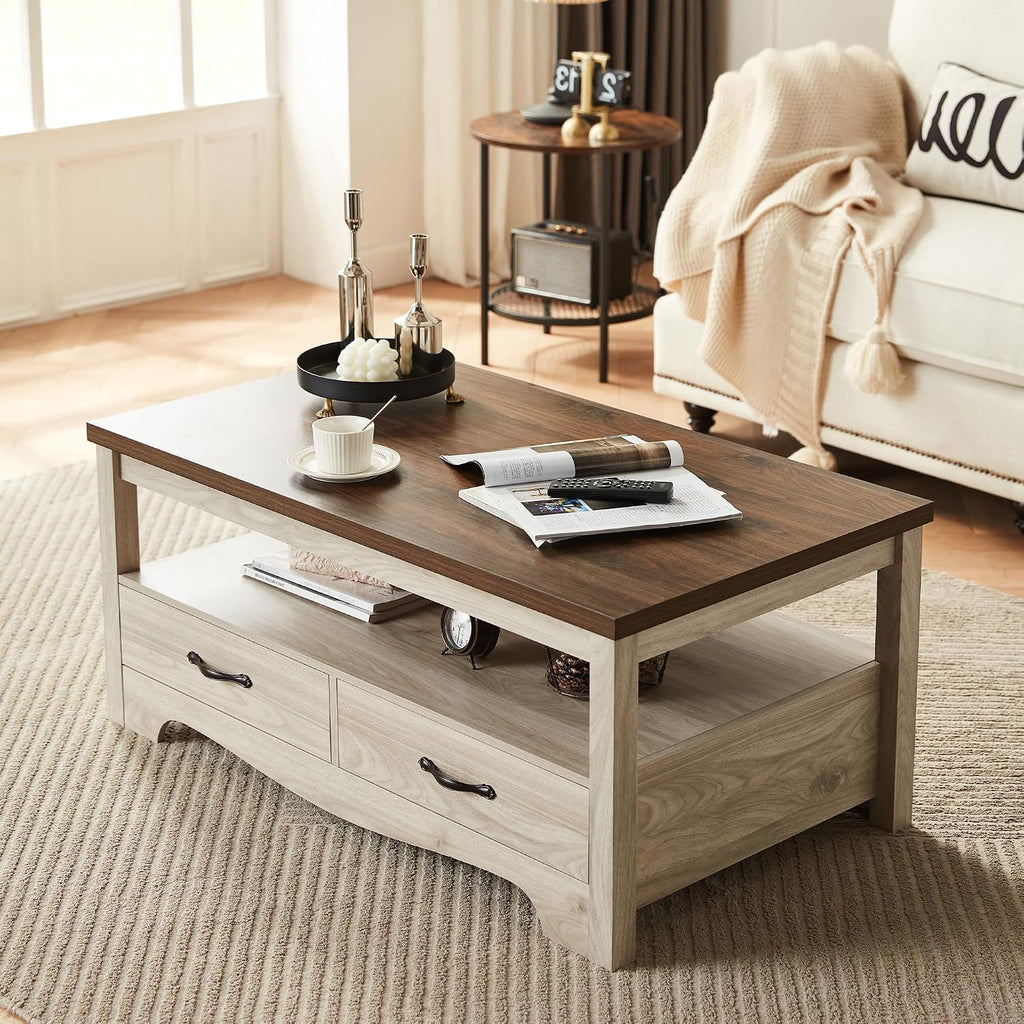 Oak Storage Coffee Table Curved Base